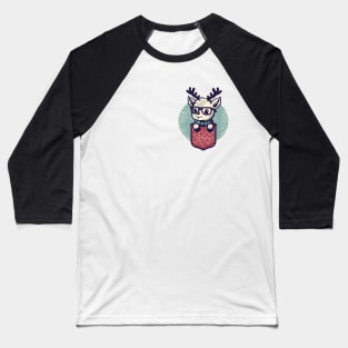 Kawaii christmas reindeer in pocket Baseball T-Shirt